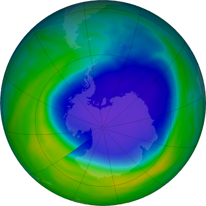 Antarctic ozone map for 07 November 2022